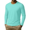 thumbnail image 3 of Mens Long Sleeve Shirts Crewneck T Shirts Fall Tops Casual Basic Tees Clothes Turquoise S, 3 of 6