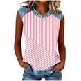 thumbnail image 2 of Sentmoon Chemises en Jean pour Femmes Denim Hauts et Chemisiers pour Dames Sans Manches Col Ras du Cou Patchwork Coupe Régulière avec Imprimé Hauts Extensibles pour Femmes Mode pour l'Entraînement et le Gym P-2TG, 2 of 8