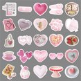 thumbnail image 2 of Set de 50 pegatinas con forma de corazón, bonitas calcomanías rosas con dibujos animados kawaii, 2 of 2