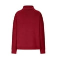 thumbnail image 5 of Herrnalise Women's Cable Cropped Sweater Long Sleeve Crewneck Pullover Knit Jumper Top Red,XL, 5 of 6