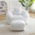 thumbnail image 6 of MDQMD 45"Giant Bean Bag Chair with Ottoman Pillow Armrest Ultra Soft Fluffy Faux Fur Oversized Comfy Lazy Sofa Memory Foam Floor Sofa Chair for Adults Living Room Bedroom Gaming White, 6 of 9