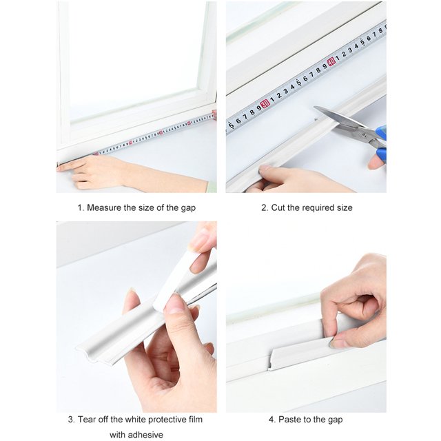 Tira De Sellado De Huecos De Ventana Tira de sellado de huecos para ventanas corredizas de 10 m Cinta autoadhesiva a prueba de viento (Blanco) Sywqhk Libre de BPA