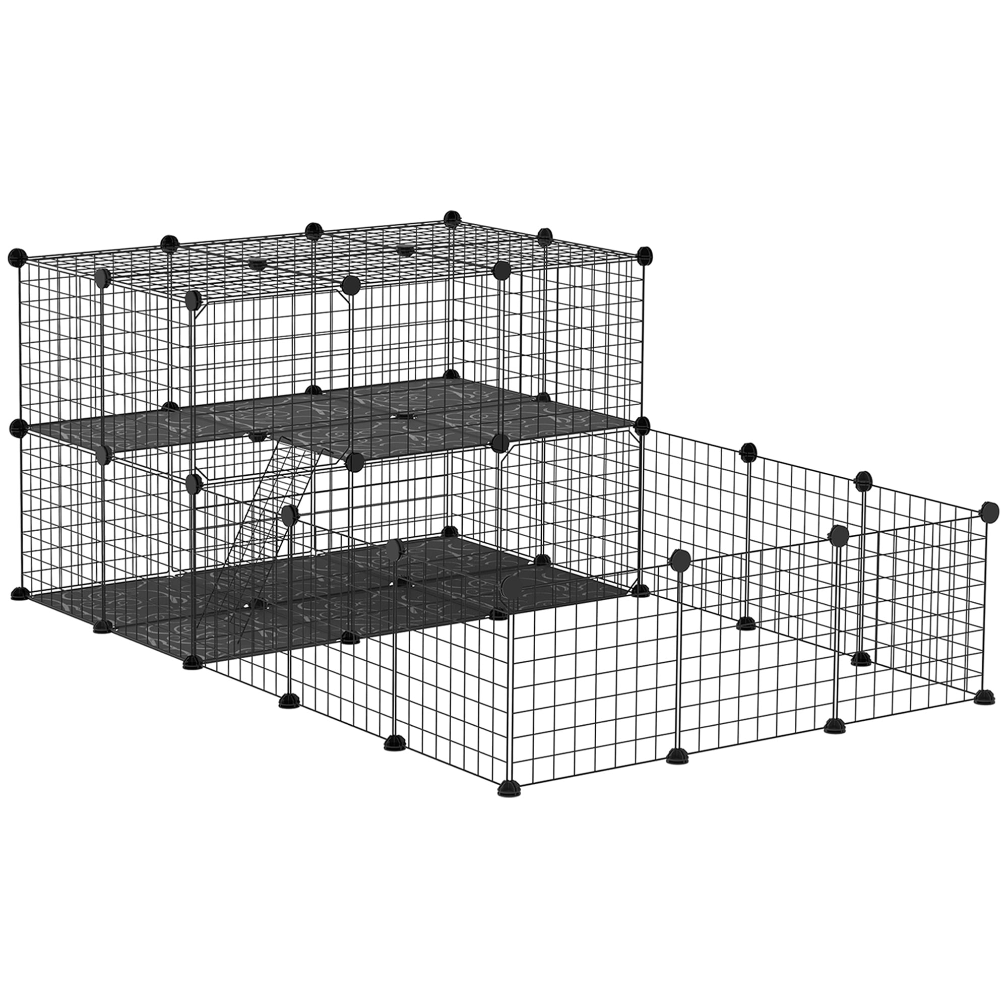 PawHut Pet Playpen Small Animal Cage 47 Panels for Rabbit, Guinea Pig
