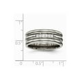 thumbnail image 7 of Grey Titanium Ring Band Wedding Cubic Zirconia CZ Polished Grooved, 7 of 7