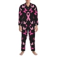 thumbnail image 3 of Naloa Breast Cancer Men’s Pajamas Set - Long Sleeve Button Down Sleep Shirt and Pajama Bottoms Sleepwear Set-Small, 3 of 7