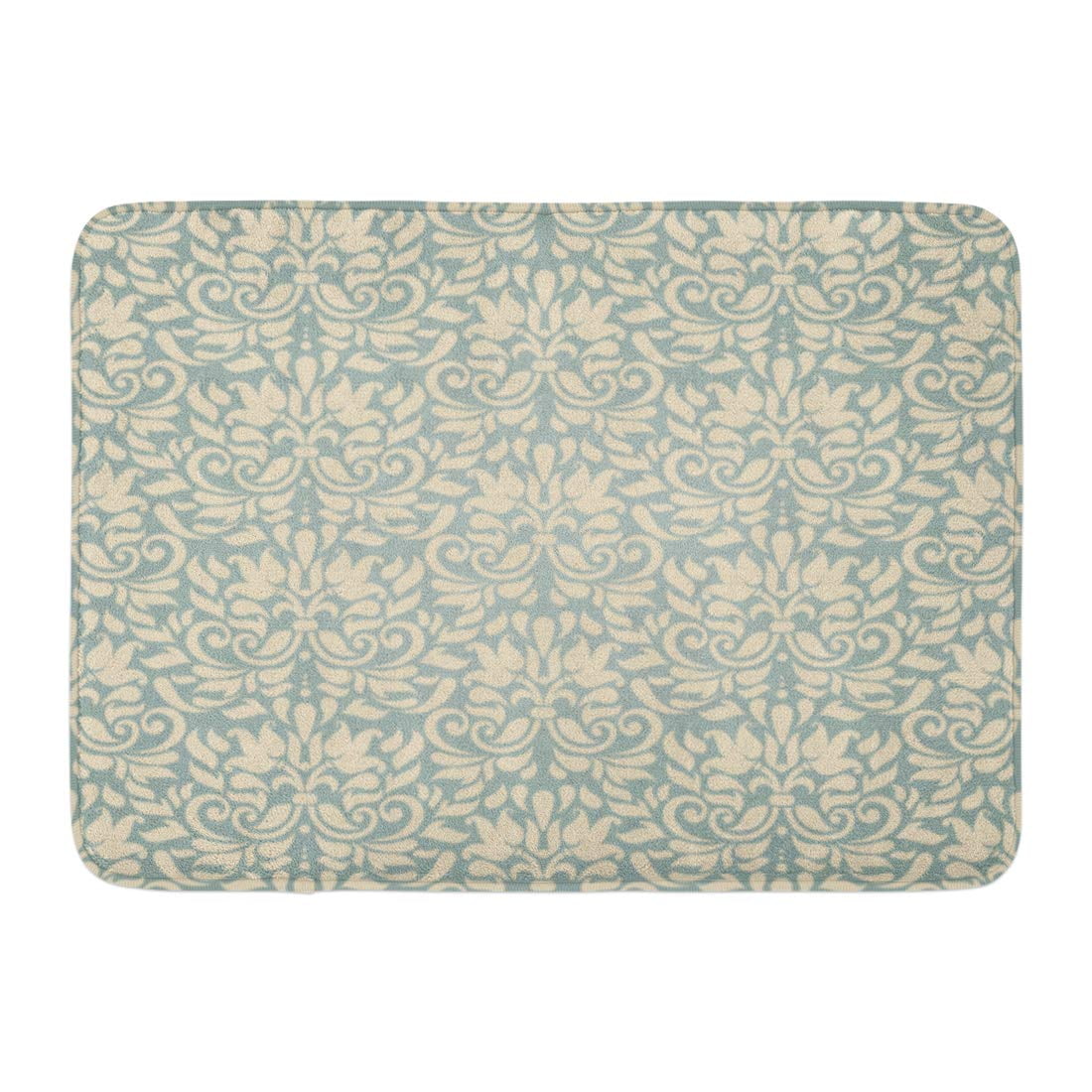 YUSDECOR Retro Blue Vintage Damask Beige Classic Antique Rug Doormat