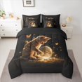 thumbnail image 3 of Manfei Dreamy Kitten Full Size Bedding Sets, Neon Butterfly Planet Full Size Bed in a Bag, Black Golden, Black Reversible, 7-Piece, 3 of 6