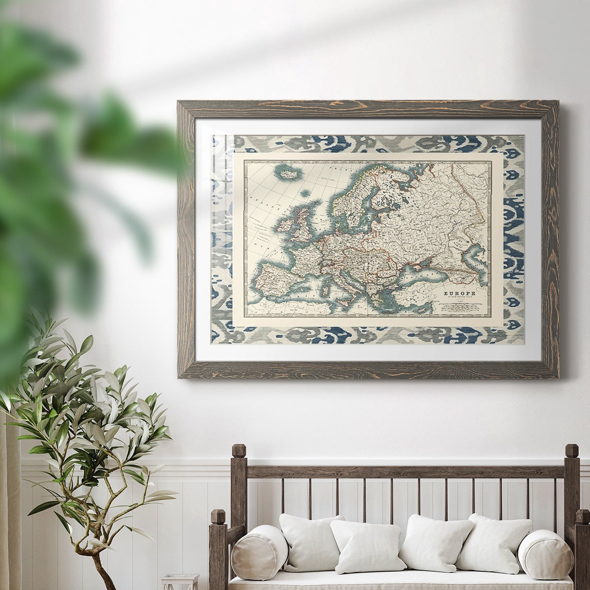 Bordered Map of Europe-Premium Framed Print - Ready to Hang