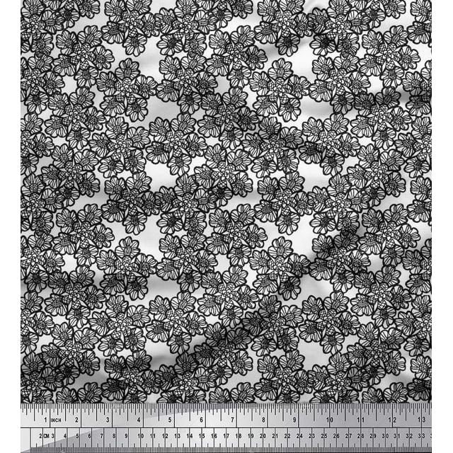 Soimoi Poly Georgette Fabric Artistic Floral Decor Fabric Printed Yard 52 Inch Wide