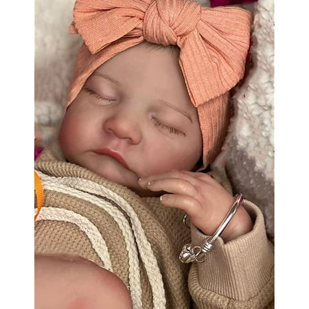Lifelike Reborn Baby Dolls - 19 Inch Realistic Newborn Vinyl Full Body Girl Doll, Sleeping Handmade Real Life Toddler Baby, Gift for Kids Age 3+