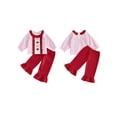 thumbnail image 2 of Loicainy Baby Toddler Girls Valentines Day Pants Clothes Set, 6 12 18 24 Months 2T 3T Short Sleeve Plaid Bow Heart T-shirt with Pants Outfits, 2 of 8