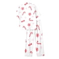 thumbnail image 7 of JAJAHO Women's Christmas Pajamas Candy Cane Print Button Down Short Sleeve 2 Piece Loungewear Sets With Pants, 7 of 7