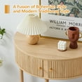 thumbnail image 2 of PHOYAL Fluted Half Moon Console Table with Drawers and Storage, Wooden Semi Circle End table with Shelf for Living Room, Half Round Side Table for Entryway Hallway, Beige, 2 of 8