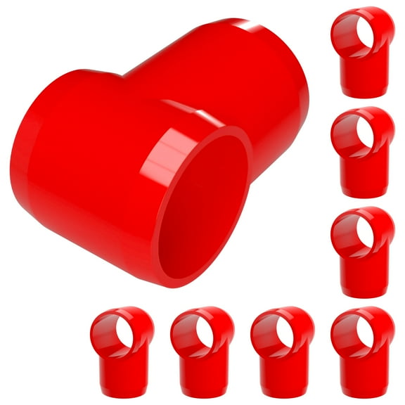 FORMUFIT PVC Fitting, Slip Slip Tee Hinge, Furniture Grade, 3/4” Size, Red, 8-Pack (F034STE-RD-8)