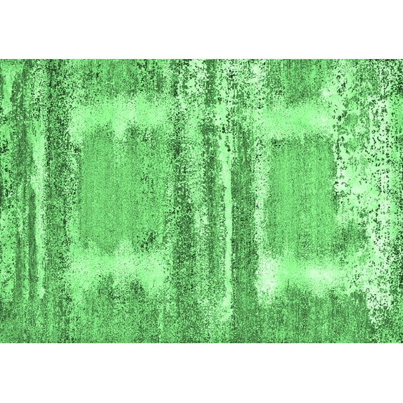 Ahgly Company Indoor Rectangle Oriental Emerald Green Industrial Area Rugs, 7' x 10'