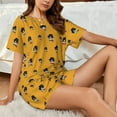 thumbnail image 4 of Gukieu Cute Dog Print Women's Short-sleeved Pajama Set, Round Neck Button Top Elastic Shorts 2-piece Set, Summer Home Leisure Clothing-3X-Large, 4 of 6