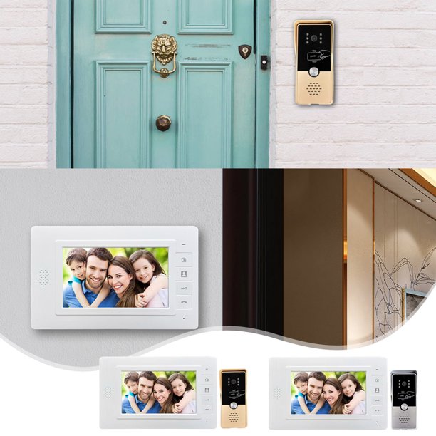 Timbre con videoportero HD de 7 pulgadas para desbloqueo de casas, control de tarjeta de construcción con cable, cámara de vigilancia, cerradura de puerta inteligente, sistema de seguridad para el