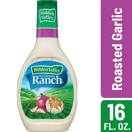 Hidden Valley Roasted Garlic Ranch Salad Dressing & Topping, Gluten Free - 16 Ounce Bottle