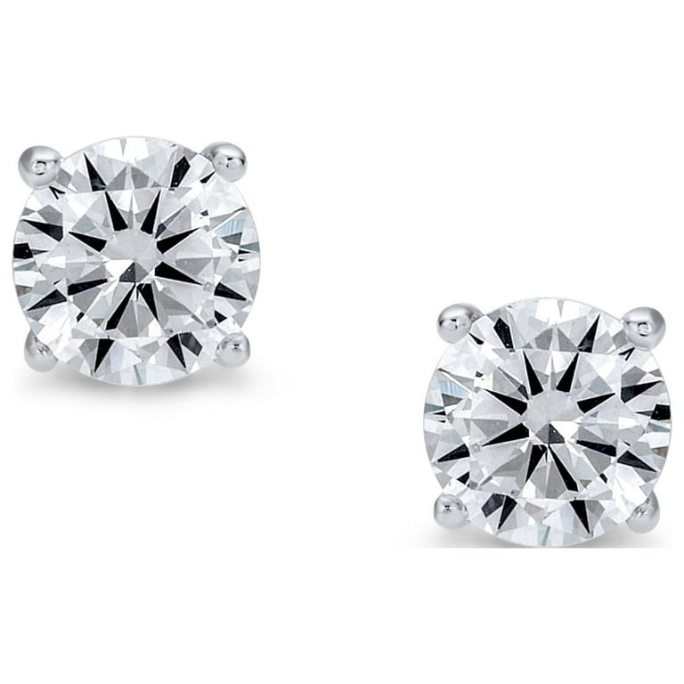 75 Carat (each) Brilliant CZ Round Stud Earrings in Sterling Silver