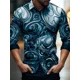 thumbnail image 1 of Camisa de manga larga con botones y solapa con estampado de relámpagos para hombre, superventas de 2024, cómoda y suave, informal, tallas S a 6XL, 1 of 6