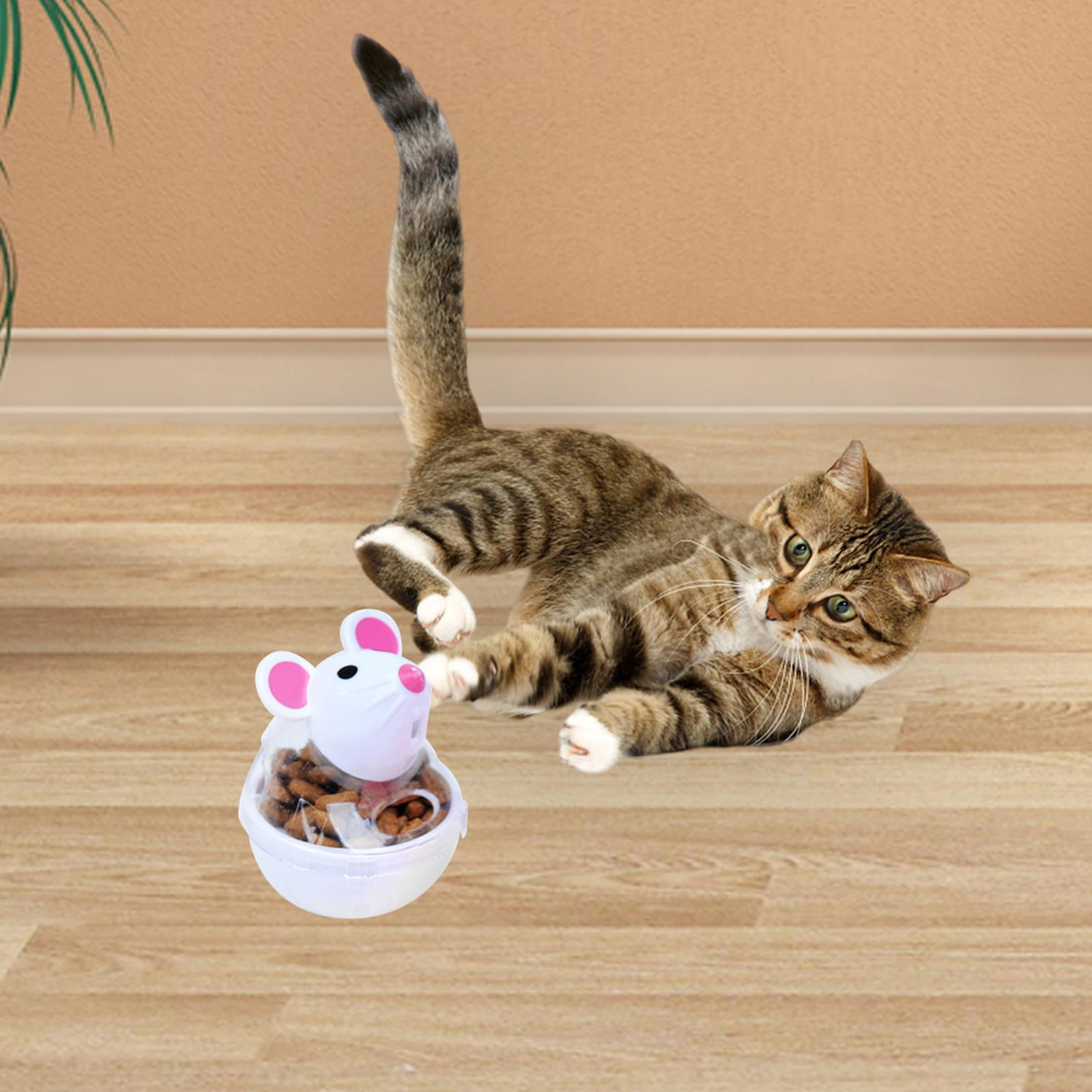 Runquan Distributeur de Nourriture pour Chat Jouet de Nourriture pour Chat Augmente le QI Interactif Chaton Blanc