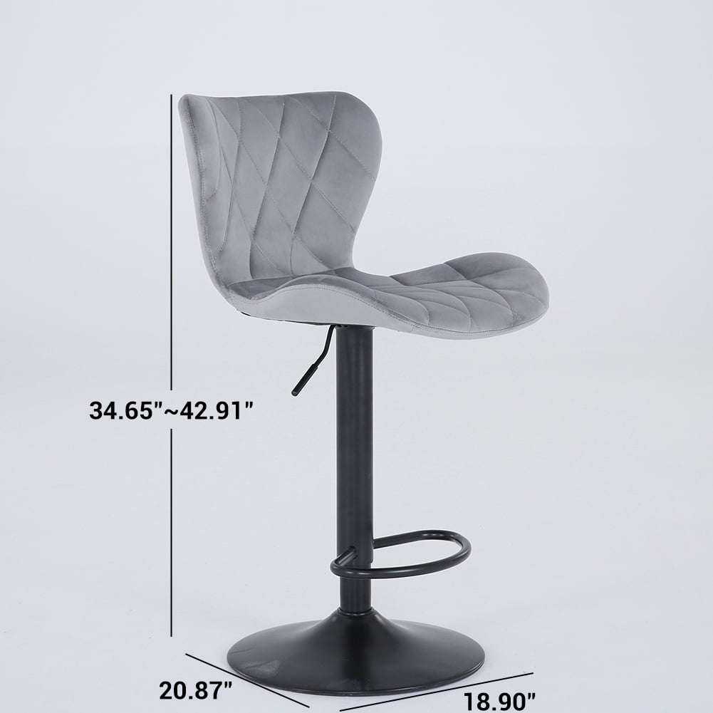 Kepooman Set of 2 Counter Height Bar Stools, Velvet Swivel Adjustable Barstools with Back for Home Bars, Bistros, Restaurants, Grey Kepooman Set of 2 Counter Height Bar Stools, Velvet Swivel Adjustable Barstools with Back for Home Bars, Bistros, Restaurants, Grey