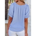 thumbnail image 4 of SHEWIN Womens Tops Summer Short Sleeve Off the Shoulder Shirts Casual Spring Cute Dressy Pleated Puff Sleeve Blouses, 4 of 10