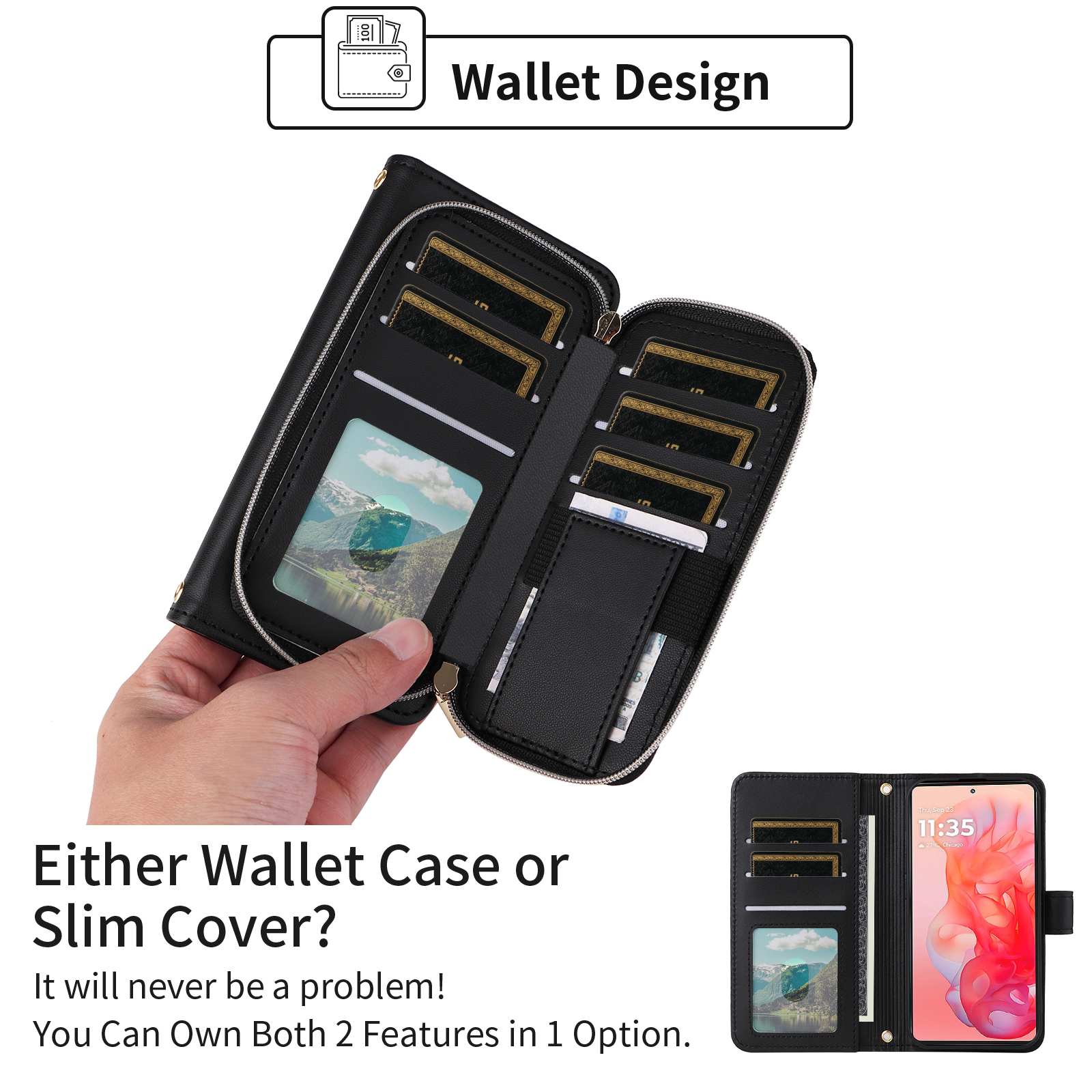 Furiet Argyle Moto G Stylus 5G 2024 Wallet Case, Black photo 5