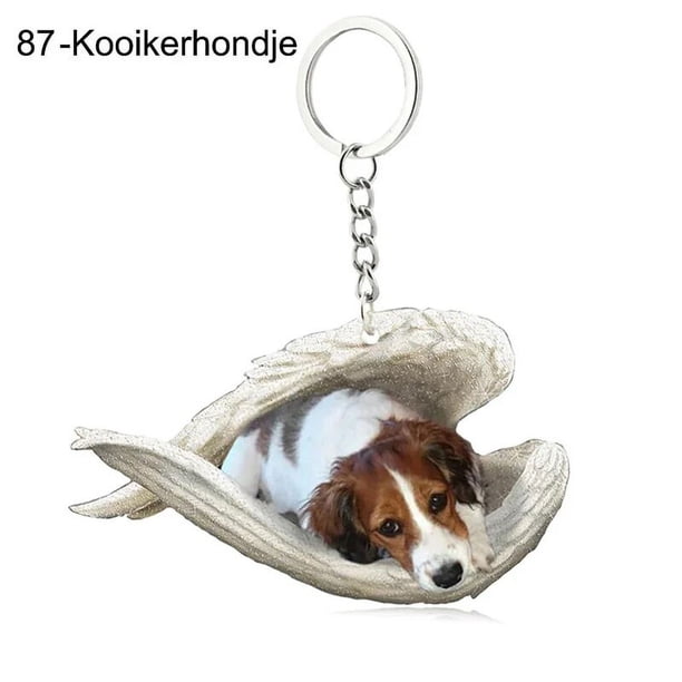 Llavero con colgante de Ángel durmiente de perro y gato para mujer y niña, llavero de coche, regalo de joyería de animales para mascotas, 68 estilos, 1 pieza