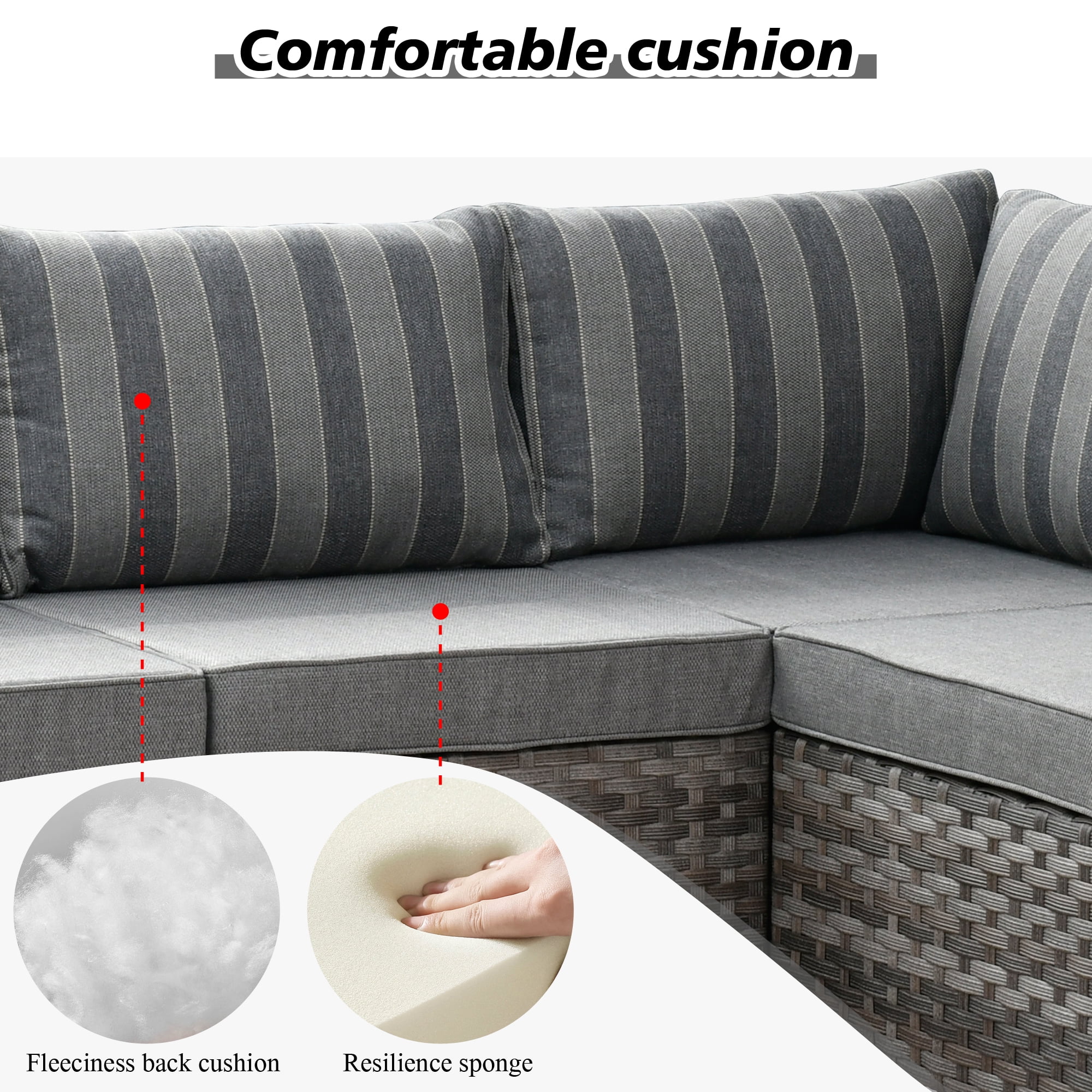 Ovios 12 Pieces Outdoor Furniture All Weather Wicker Patio Conversation Sectional Sofa Set with Side Table for Garden Backyard