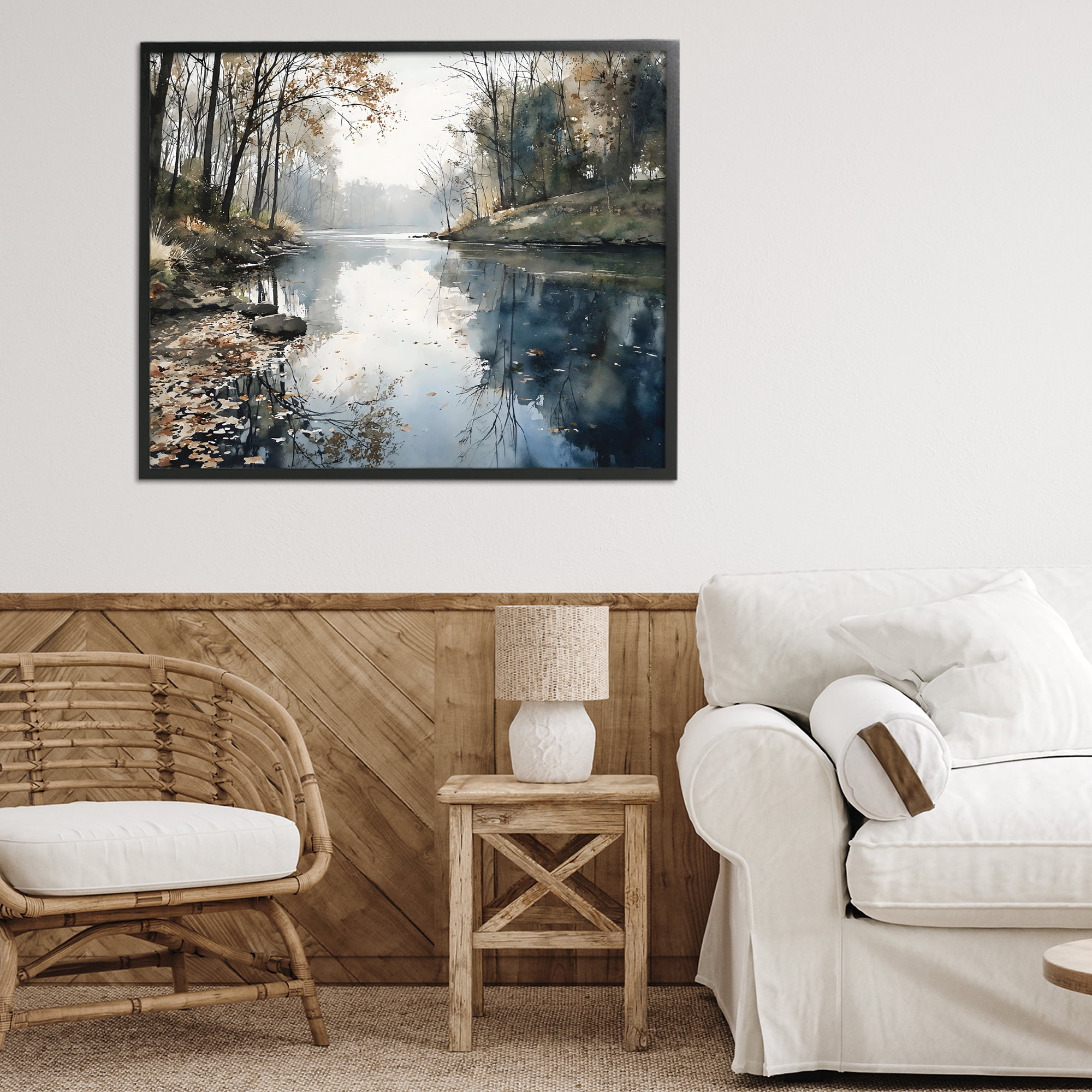 Stupell Industries Fall Lake Reflection Black Framed Giclee Art, design by Franklyn Gregory