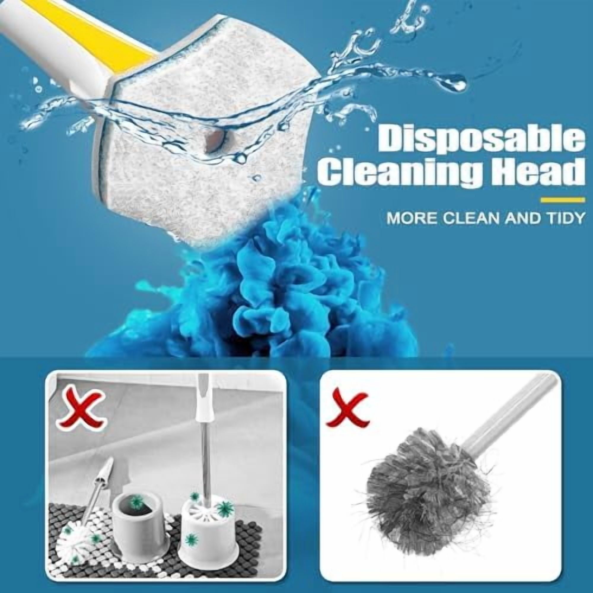 Disposable Toilet Brush with 40PCS Wand Cleaner Refills, Wall Mounted Toilet Bowl Brush Holder Set, Bathroom Cleaning System for Sink Bathtub Wash Basin (Yellow)