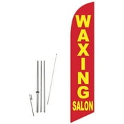 Cobb Promo Waxing Salon Red Feather Flag with Complete 15ft Pole kit and Ground Spike