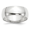 thumbnail image 1 of 10K Or Blanc 8mm Poids Léger Demi-Rond Taille de la Bande 9, 1 of 3