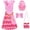Pink-10, variant on URSOFINE Blue Royal Rebel Costume Set with Wig & Accessories – 5-Piece Faux Zipper & Stud Print Dress Up Outfit for Halloween, Birthday Party & Cosplay (Sizes 6/6X)