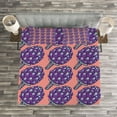 thumbnail image 3 of Ambesonne Artichoke Quilted Bedspread Set 3 Pcs, Roman Vegetables Print, Queen Size, Violet and Coral, 3 of 3