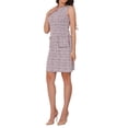 thumbnail image 4 of Vestido de tweed para mujer, elegante vestido de cuadros sin mangas, vestido mini de primavera y verano, casual de negocios, color rosa y blanco, 4 of 6