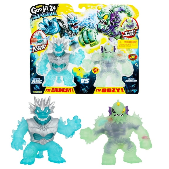 Heroes of Goo Jit Zu Deep Goo Sea Versus Pack, Ice Blast Blue Blazagon VS Green Horriglow, Ages 4
