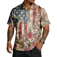 thumbnail image 2 of 250 Anniversary Usa Button Down Shirts Men American Flag Print Short Sleeve Lapel Collar T-Shirt 1776-2026 Patriotic Star Regular Fit Workwear Tshirts, XL, #01 Dark Blue, 2 of 4