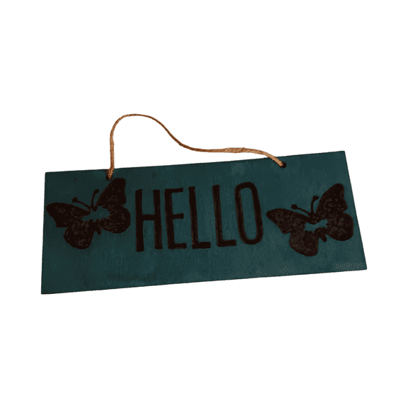 Skye's Creations Hello Wooden Sign with Butterflies