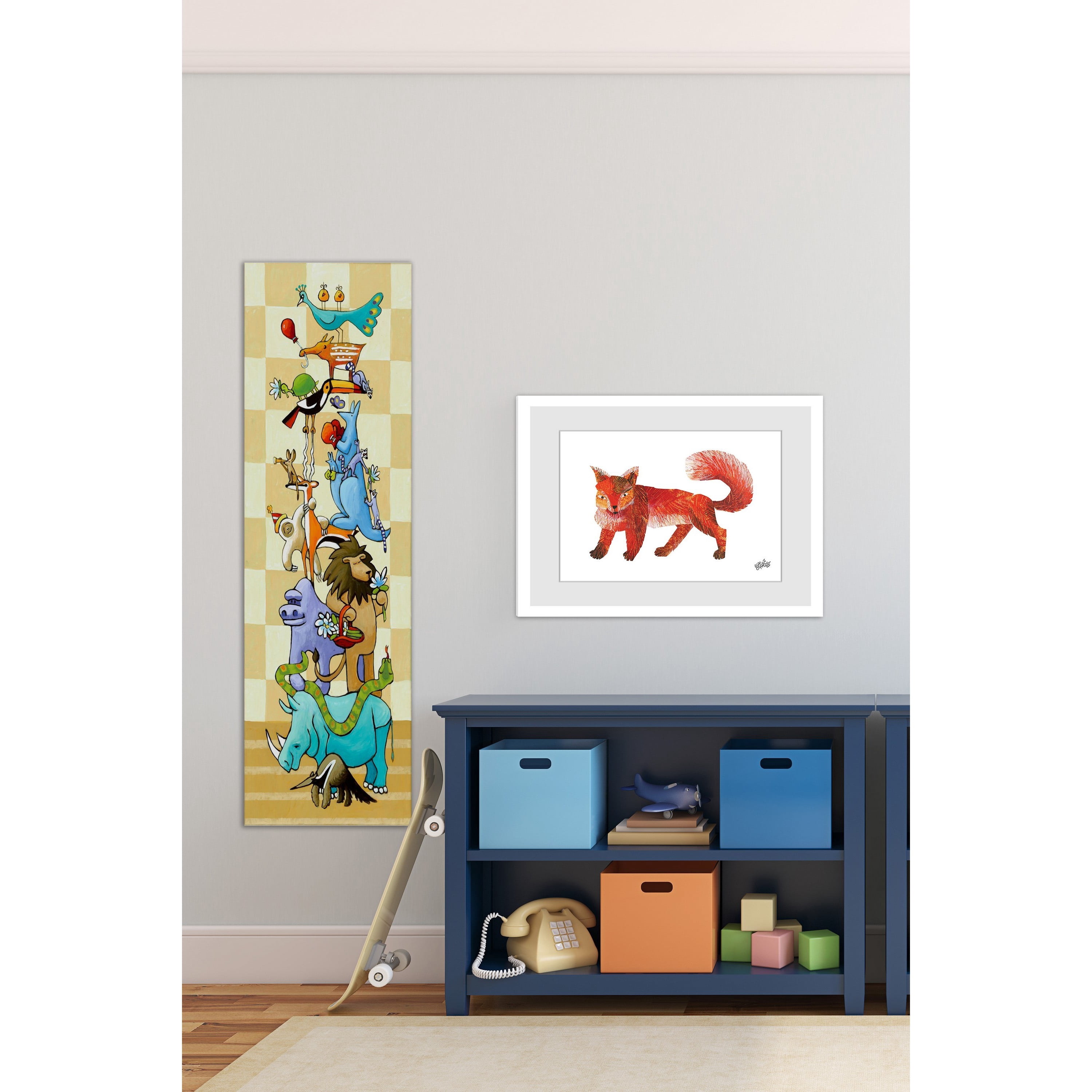 Marmont Hill - "Upon a Rhinoceros" by Janet Nelson Painting Print on Wrapped Canvas