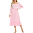 thumbnail image 2 of Biekopu Women Maternity Dress, Long Sleeve Square Neck Patchwork Pregnancy Dress Sleep Dress Loungewear, 2 of 7