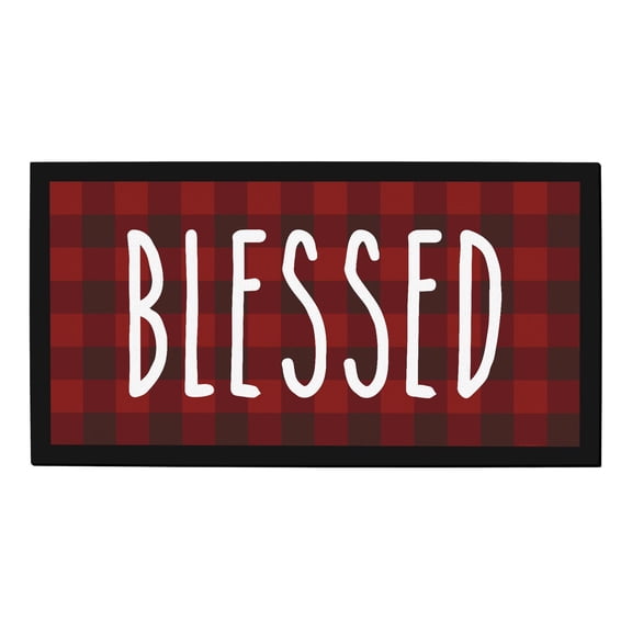 ThisWear Christmas Decorations Blessed Christmas Decor Winter Holiday Party Supplies Doormat Buffalo Plaid
