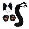 thumbnail image 1 of Conjunto de orejas y cola de gato y zorro, diadema para disfrazarse, fiesta o actuación. Negro, 1 of 8