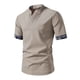 thumbnail image 1 of Camisas de Manga Corta de los Hombres Casual Color Sólido Collar de Solapa Suelto Top de Verano, Manga Corta Tops de Verano para la Comodidad Diaria, 1 of 7