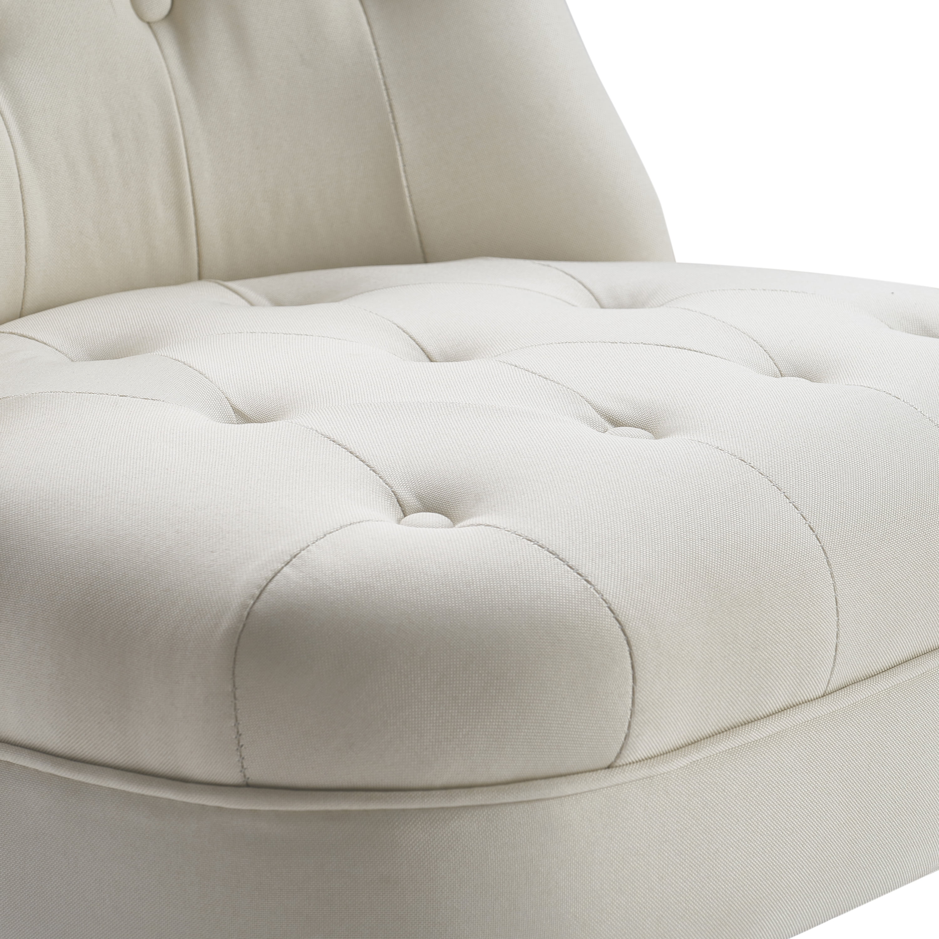 Finch Elmhurst Tufted Armless Accent Chair with Wooden Legs, Cream
