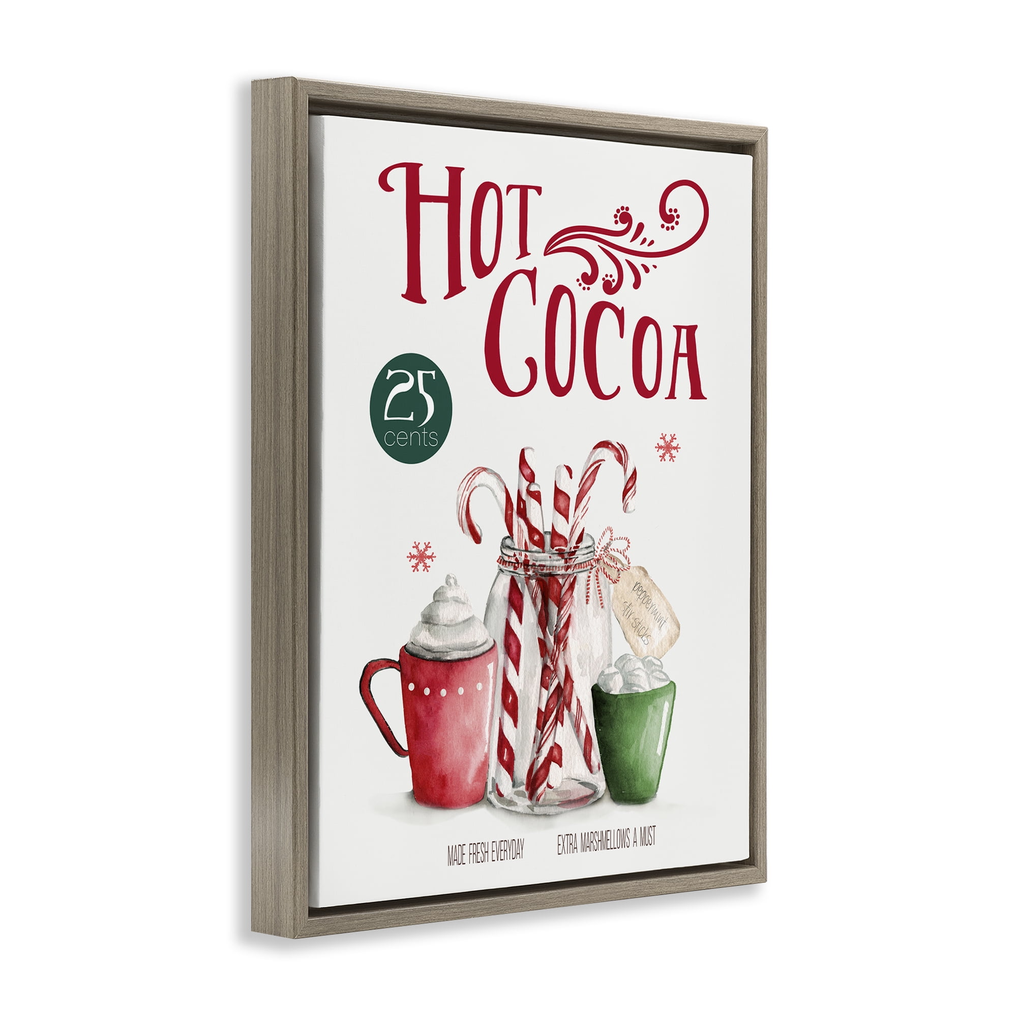 Stupell Industries Vintage Winter Hot Cocoa Holiday Painting Brown Floater Framed Canvas Art Prints Wall Art, 25 x 31