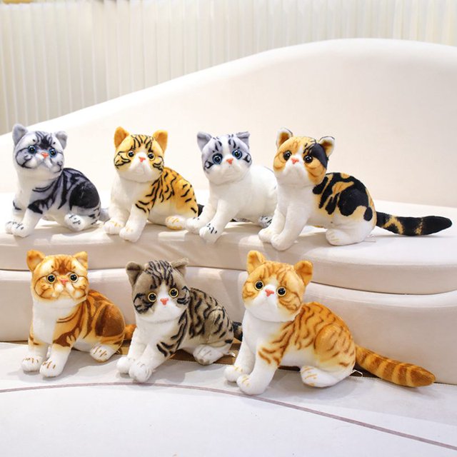 26cm Lifelike Cats Plush Toy Simulation American Shorthair Stuffed Doll Cute Kitty Pet Toys Kids Home Decor Girls Birthday Gifts zhangmengya LED