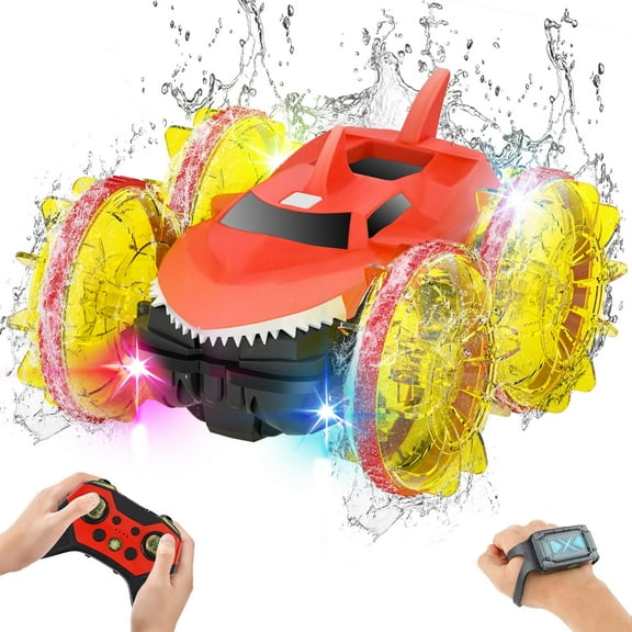 Blibly RC Cars for Kids 2.4 GHz Amphibious Remote Control Car for Boys 3-12 RC Stunt Car 360° Rotating Monster Trucks