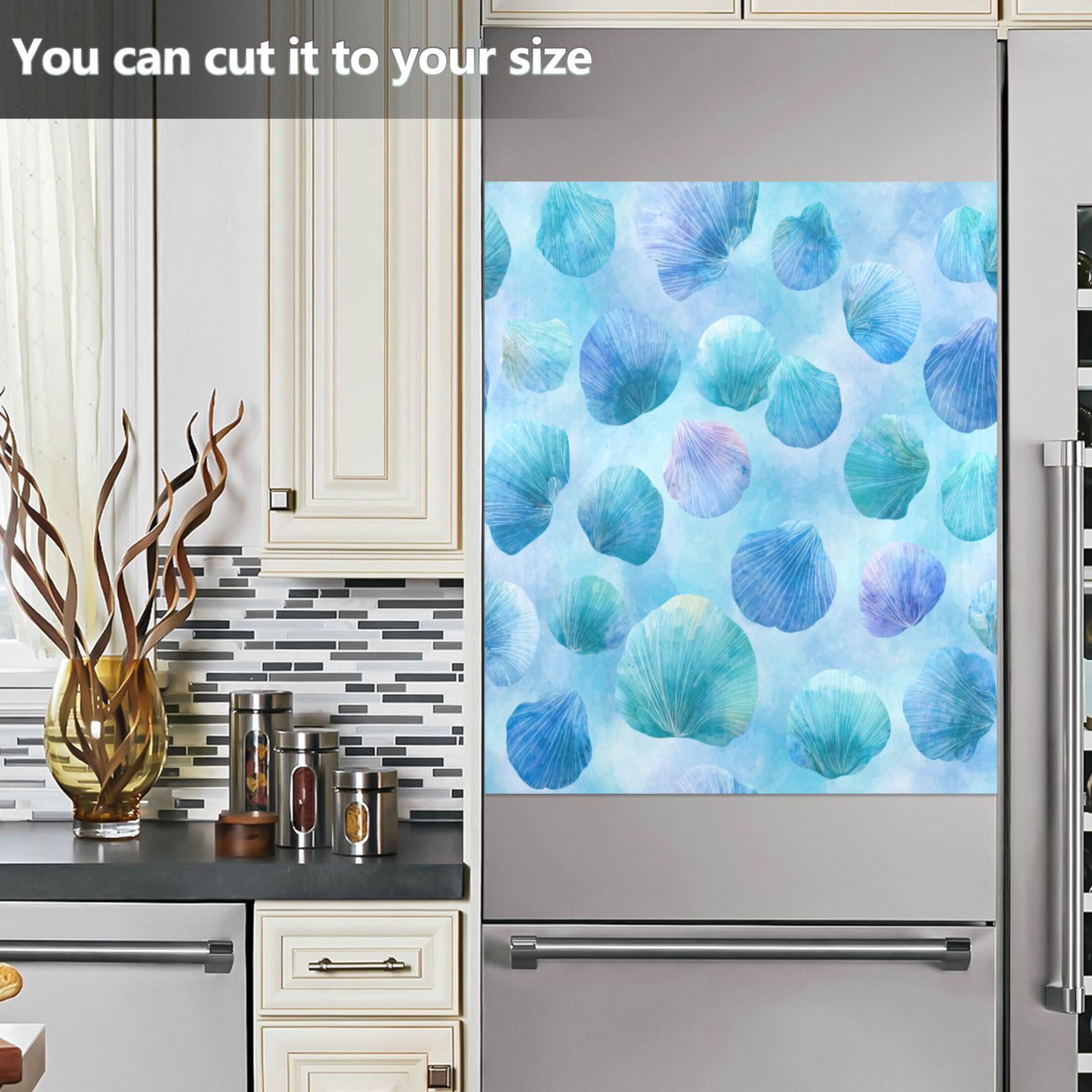 Dishwasher Magnetic Refrigerator Magnet Cover Sticker Home Decorative 23"x26" Watercolor Seashells Pattern